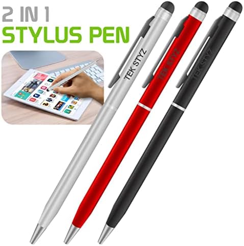 Pro Stylus Pen for Honor Tab 5 עם דיו, דיוק גבוה, צורה רגישה במיוחד וקומפקטית למסכי מגע [3 חבילה-שחור-אדום-סילבר]